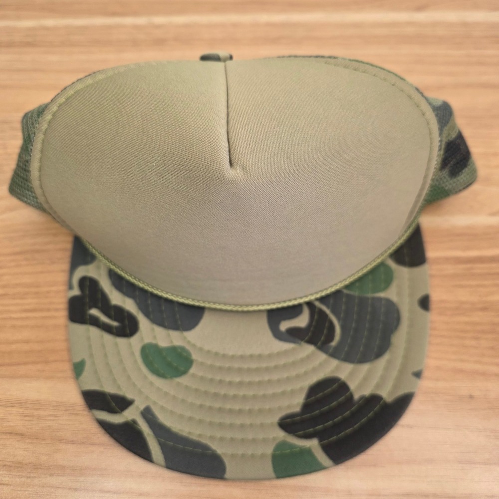 Nissin Cap Vintage Trucker Hat Duck Camo Tan Mesh Snapback Rope Detail Mens OSFA - Picture 2 of 10
